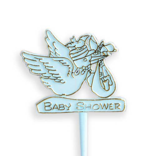 20 Count Blue Stork Baby Cake Cupcake Pick Baby Shower Pick Boy Gender Reveal