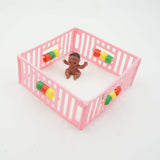 Pink Playpen with Black Baby Cake Topper Girl Baby Shower Decoration