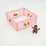 Pink Playpen with Black Baby Cake Topper Girl Baby Shower Decoration