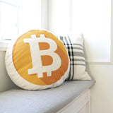 Bitcoin Decorative Throw Pillow Mining Your Own Business Soft Round Bed Pillow- Le Petit Pain