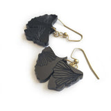 Falling Garden Ginkgo Leaf Earrings Black Acrylic Dangle Earrings