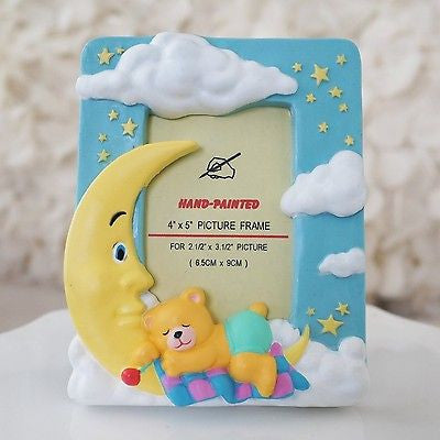 Hand Painted Over The Moon Teddy Bear Picture Frame Sleeping Tabletop Frame- Le Petit Pain