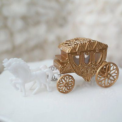 Royal Vintage Cinderella Horse and Carriage Coach Cake Topper Gold & White- Le Petit Pain