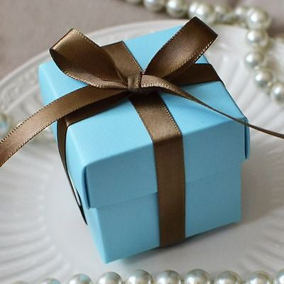 10 Light Blue Favor Box Wedding Baby Shower Container Turquoise - le petit pain