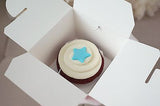 12 Blue Chinese Asian Small Take Out Boxes Easy Close Top Favors Cupcake Holder - le petit pain