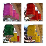 3 Pentagon Asian Style Chinese Fan Lanterns Hanging Multi Color - le petit pain