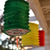 3 Pentagon Asian Style Chinese Fan Lanterns Hanging Multi Color - le petit pain