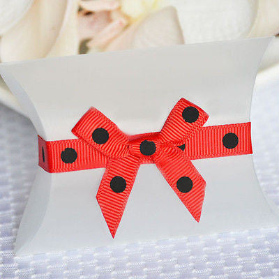20 Self Adhesive Grosgrain Ribbon with Bows Polka Dot Red & Black 5mm weddings, baby shower, birthday gifts - le petit pain