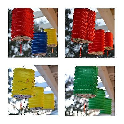 3 Triangle Asian Style Chinese Fan Lanterns Hanging Multi Color - le petit pain