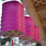 3 Pentagon Asian Style Chinese Fan Lanterns Hanging Multi Color - le petit pain