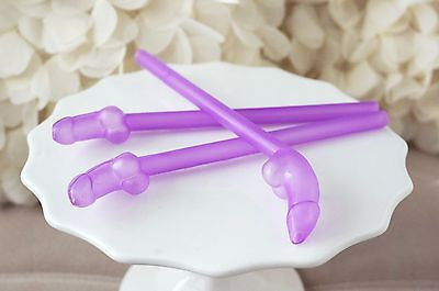10 Purple Drinking Pecker Straws Penis Cocktail Straws Bachelorette Favor - le petit pain