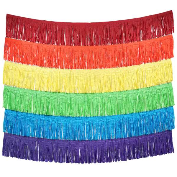 Rainbow Fringe Tassel Banners 8 Feet x 14 in