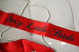 Red Sexy Little Bride Bachelorette Sash with Crystal Pin Wedding Party Ribbon- Le Petit Pain