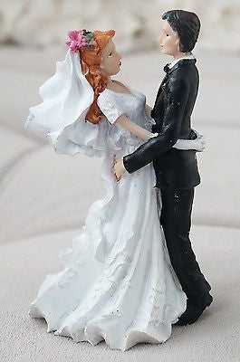 Vintage Bride and Groom Cake Topper Red Hair Flower in Hair- Le Petit Pain