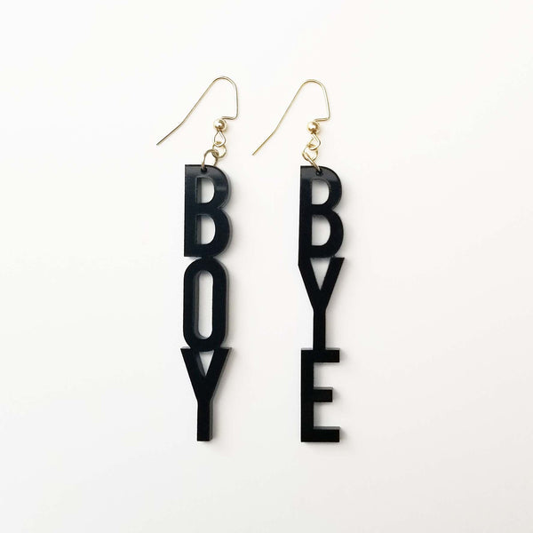 BOY BYE Block Letters Earrings Word Jewelry Acrylic Introvert Accessories
