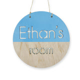 Custom Personalized Baby Blue Wooden Name Boys Room Sign Door Signage Home Bedroom Decor