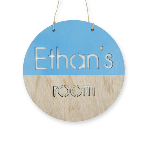 Custom Personalized Baby Blue Wooden Name Boys Room Sign Door Signage Home Bedroom Decor