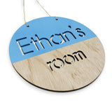 Custom Personalized Baby Blue Wooden Name Boys Room Sign Door Signage Home Bedroom Decor
