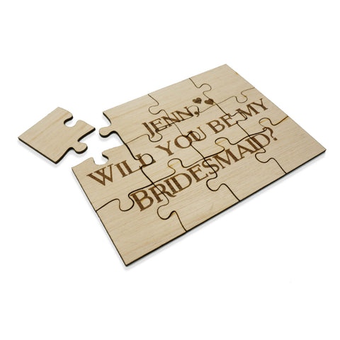 Unique Personalized Wood Jigsaw Puzzle Wedding Will you be my bridesmaid maid of honor flower girl 5x7- Le Petit Pain