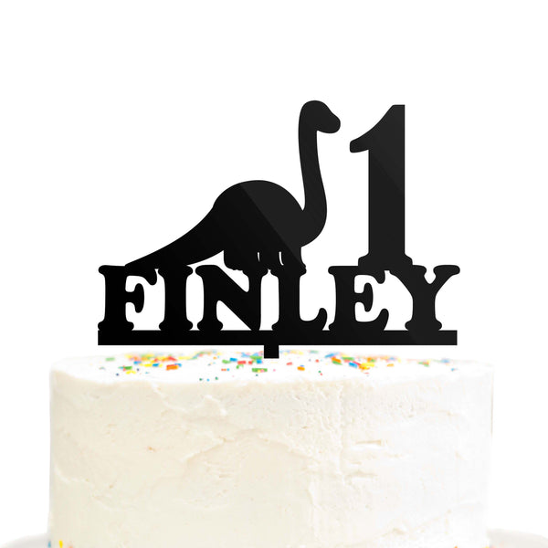 Custom Personalized Birthday Name Age Dinosaur Cake Topper Brontosaurus Acrylic