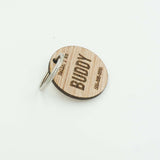 Custom Personalized Circle Hello Wood Pet Name Phone Number Identification Dog Tag Engraved Dog Collar- Le Petit Pain