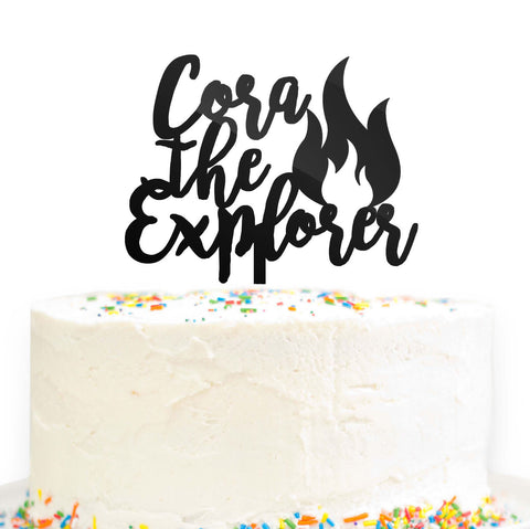 Custom Personalized Name the Explorer Birthday Cake Topper Camping Decor
