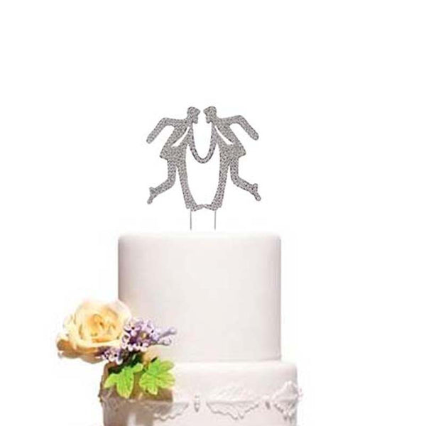 Gay Dancing Men Wedding Cake Topper Clear Rhinestones- Le Petit Pain