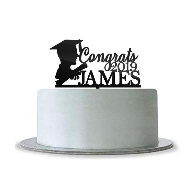 Custom Personalized Name Graduation Boy Man Cake Topper