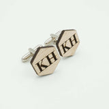 Custom Personalized Hexagon and Round Cuff Links Initial Monogram Wedding Party Favor Gifts
