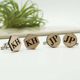 Custom Personalized Hexagon and Round Cuff Links Initial Monogram Wedding Party Favor Gifts