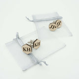 Custom Personalized Hexagon and Round Cuff Links Initial Monogram Wedding Party Favor Gifts