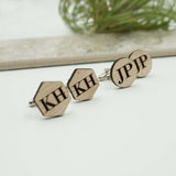 Custom Personalized Hexagon and Round Cuff Links Initial Monogram Wedding Party Favor Gifts