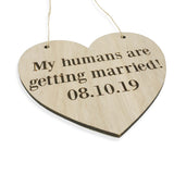 Custom Heart Shaped Save The Date Dog Pet Cat Wedding Signage Wooden Sign Laser Engraved Photo Prop Wedding Decoration Accessories- Le Petit Pain