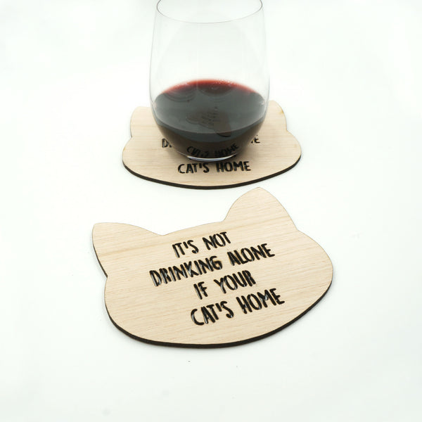 It's Not Drinking Alone If Your Cat's Home Drink Coasters Kitty Gift Set of 4