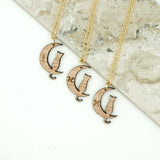 Personalized Custom Initial Kitty Cat Necklace Moon Luna Engraved Gold Chain Jewelry- Le Petit Pain