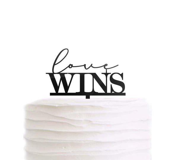 Love Wins Black Acrylic Cake Topper Wedding Engagement Party