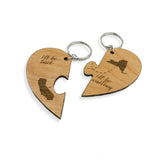 I'll Be Back I'll Be Waiting Personalized Couples Friendship Away Gift Heart Puzzle Key chain