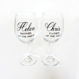 Mother of the Bride Gift, Father of the Bride Gift, Custom Personalized Wine Glasses, Mother Father of the Groom Gift,Wedding Party Gift- Le Petit Pain