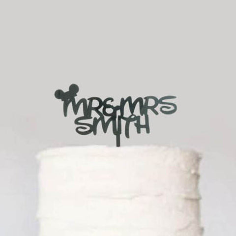 Custom Personalized Mr and Mrs Name Mickey Mouse Ears Wedding Cake Topper Party Decoration- Le Petit Pain
