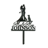 Custom Personalized Name Wedding Cake Topper with Dog