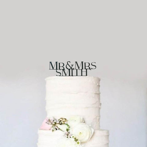 Custom Personalized Mr and Mrs Name Block Letters Modern Wedding Cake Topper- Le Petit Pain