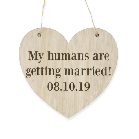 Custom Heart Shaped Save The Date Dog Pet Cat Wedding Signage Wooden Sign Laser Engraved Photo Prop Wedding Decoration Accessories- Le Petit Pain