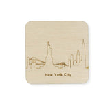 Custom Wood City Coasters Seattle San Francisco Los Angeles Philadelphia New York Set of 4 Artisan Designed Laser Cut - Mix and Match- Le Petit Pain