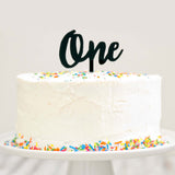 One Cake Topper 1 Year Old Birthday Cake Modern Cursive Smash Cake Topper