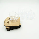 Personalized Escort Card Table Number Wooden Coasters with Miniature Beer Mug Set of 4