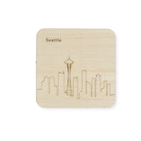 Custom Wood City Coasters Seattle San Francisco Los Angeles Philadelphia New York Set of 4 Artisan Designed Laser Cut - Mix and Match- Le Petit Pain