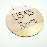 Custom Personalized Pink and Gold Wooden Name Room Sign Door Signage Home Bedroom Decor - Le Petit Pain