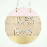 Custom Personalized Pink and Gold Wooden Name Room Sign Door Signage Home Bedroom Decor - Le Petit Pain