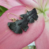 Falling Garden Ginkgo Leaf Earrings Black Acrylic Dangle Earrings