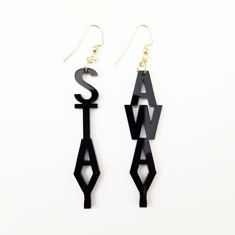 STAY AWAY Black Acrylic Earrings Introvert Gift